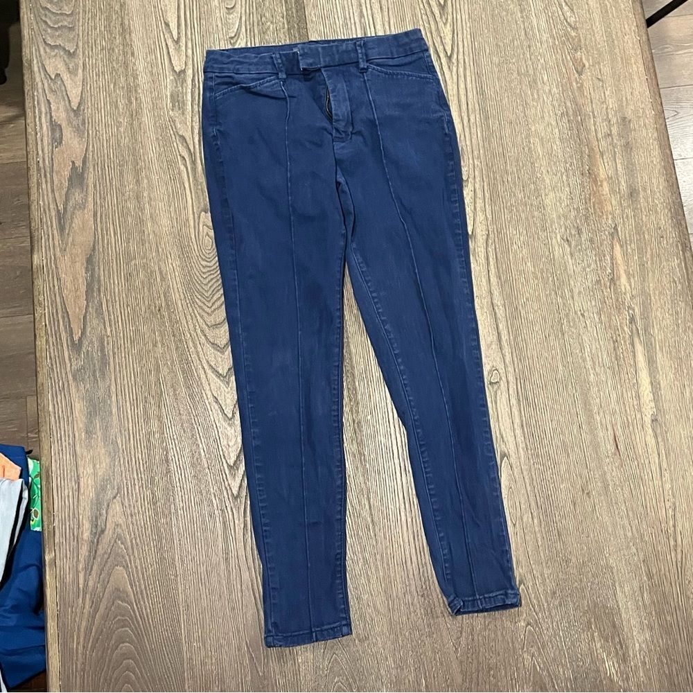 Modcloth Richmond Pants Mid Rise Front Seams Straight Leg Navy Blue Size 8
